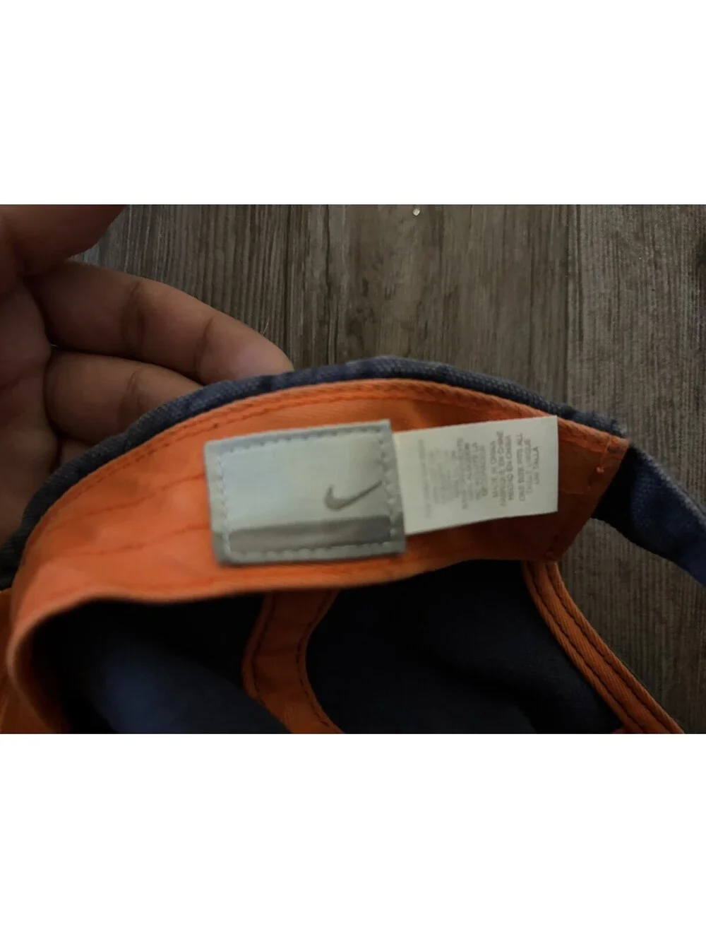 Vintage Y2k Nike Striped Faded Navy Orange Hat Silver Tab